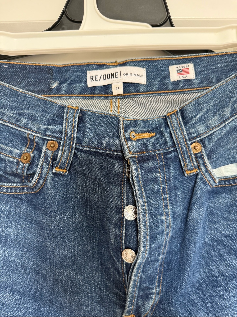 Re/Done Women's Blue High-Rise Button-Fly Jeans